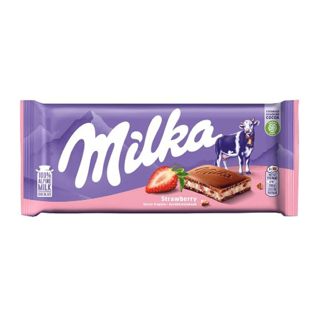 MILKA STRAWBERRY CHOC 100G